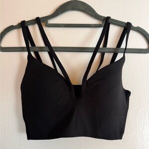 lululemon black like a cloud strappy linerless ribbed sports bra